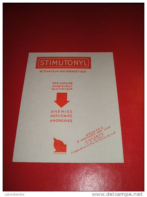 BUVARD : STIMUTONYL - TORAUDE--TAILLE:9.7 X 12.3 CM - Chemist's