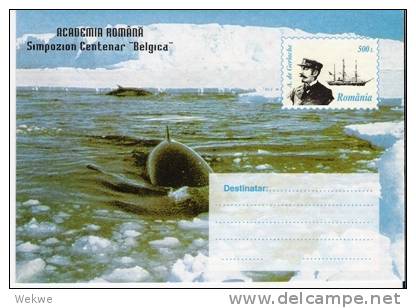 Rum056a/ RUMÄNIEN -   Priv. GA (3 Stück) Antarktik (Antarctic) 1997. Pinguine, Segelschiff, Kapitän - Lettres & Documents