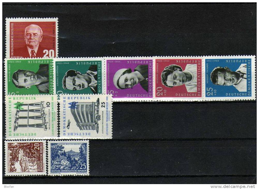 DDR Jahrgang 1961 21 Ausgaben Präsident Pieck Bis Kosmonaut Titow 807-863/8 ** 82€ - Colecciones (en álbumes)