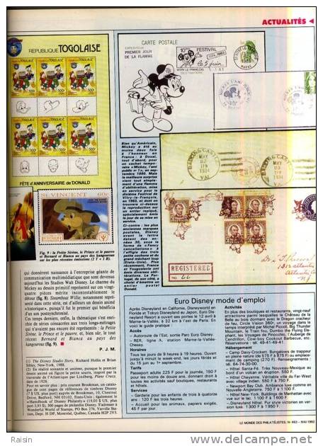 Le Monde Philatélique N°463 Mai1992 DISNEY  MALDIVES  Grande BRETAGNE ESPAGNE TBE