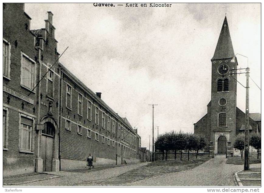 GAVERE MOOIE KAART KERK EN KLOOSTER TE GAVERE UITGEVER DENISE TWECHUIZEN PARFUMERIE TEXTIEL BIJOUTERIE FOTO E. BEERNAERT - Gavere