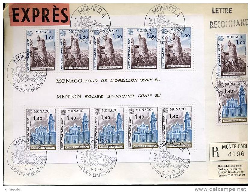 BLOC EUROPA  1977 En   Recommandé Expres Circulé - Postmarks