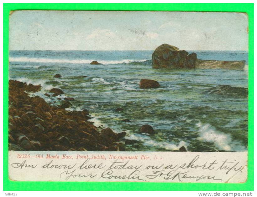 NARRAGANSETT PIER, RI - OLD MAN´S FACE, POINT JUDITH - TRAVEL IN 1906 - UNDIVIDED BACK - SOUVENIR POST CARD CO - - Sonstige & Ohne Zuordnung