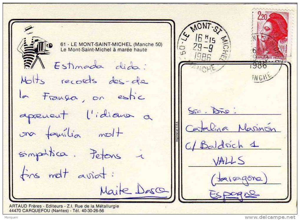 Postal Mont Saint Michel (manche) 1986 - Covers & Documents