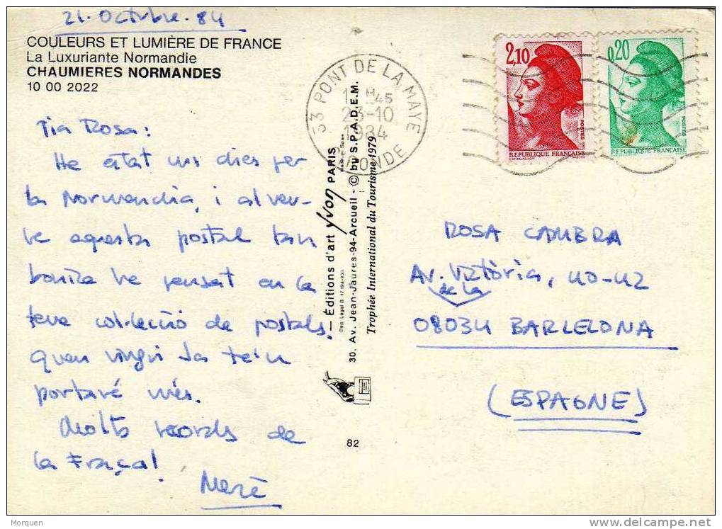 Postal Pont De La Maye (gironde) 1984 - Covers & Documents