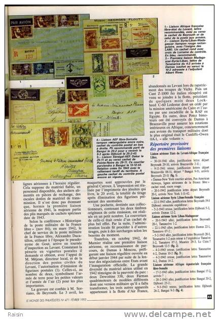 Le Monde des Philat&listes N°471 Fév.1993 EVENEMENT  Timbres de DECARIS AEROPHILATELIE TBE