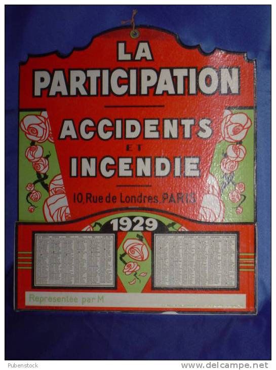 Porte Courrier "ASSURANCE LA PARTICIPATION" 1929. - Plaques En Carton