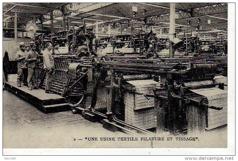 Métiers Une Usine Textile Filature Et Tissage Cpa Animée (réédition) - Industrie