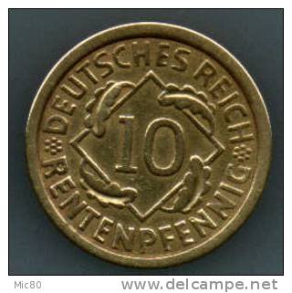 Allemagne 10 Rentenpfennig 1924 A Tb+/ttb - 10 Renten- & 10 Reichspfennig