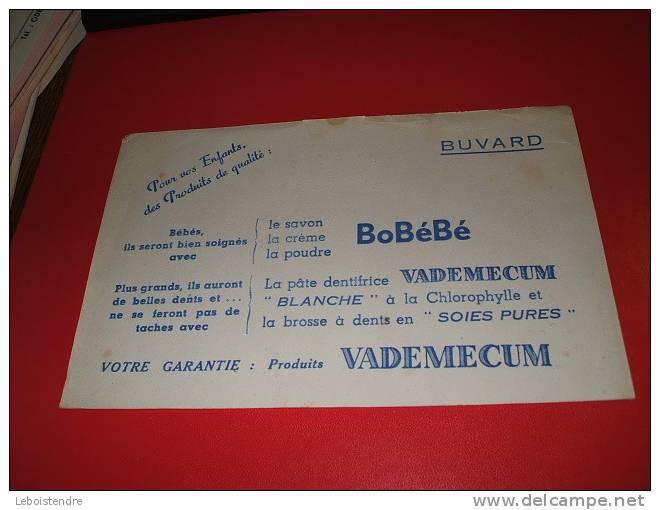 BUVARD :BOBEBE-SAVON-CREME-POUDRE-PRODUITS VADEMECUM -TAILLE  : 20.8 CM X 13.5 CM - Chemist's