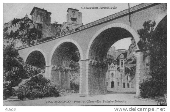 MONACO.   PONT ET CHAPELLE SAINTE DEVOTE. - Fontvieille