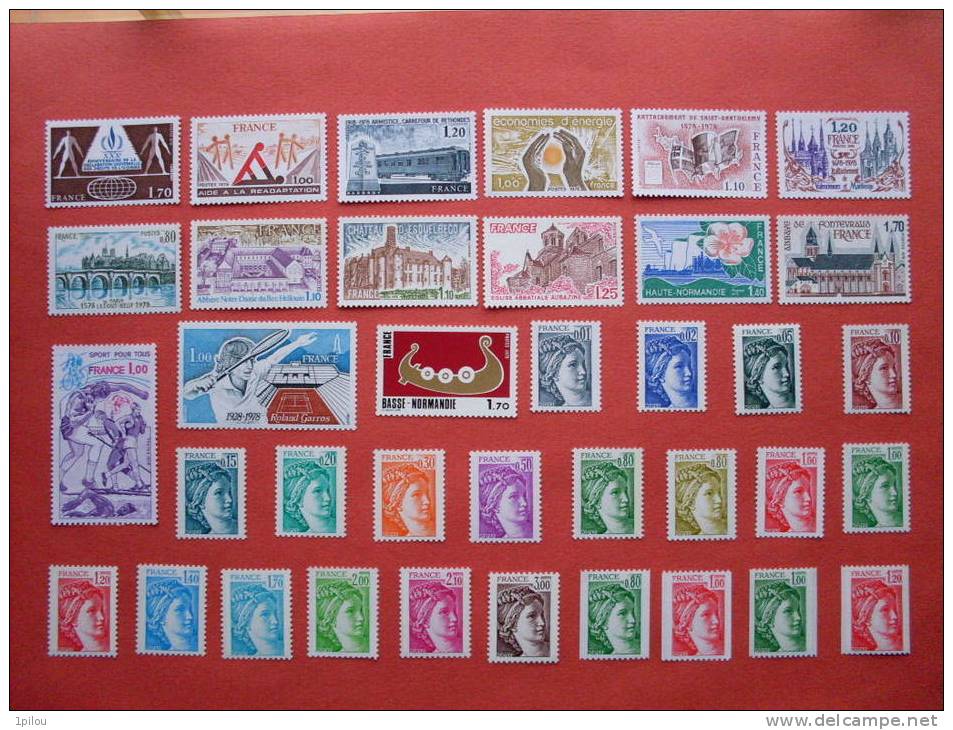 FRANCE. ANNEE 1978 COMPLETE NEUFS**  69 Timbres. - 1970-1979