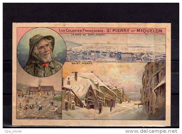 975 ST PIERRE MIQUELON Gruss, Rade, Séchage Des Morues, Pecheur, Litho, Ed Chocolat Coloniale, Colonies Francaises, 190? - Saint Pierre And Miquelon