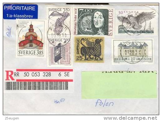 SWEDEN REGISTERED COVER SENT TO POLAND 2000 - Lettres & Documents