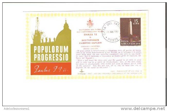 15474)lettera Enciclica Paolo VI° Con 15£ Aerea Vaticana Da Città Del Vaticano A Città Il 26-3-1967 - Covers & Documents