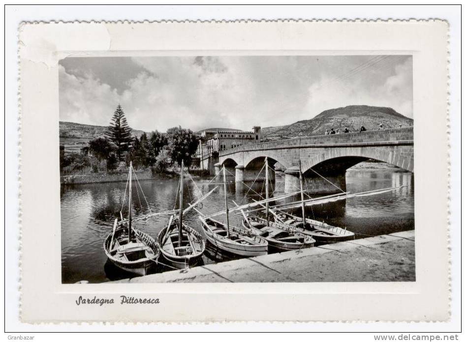 BOSA, IL PONTE SUL TEMO, B/N, VG 1957, ANIMATA **//** - Oristano