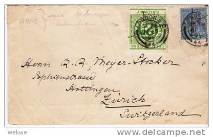 GBV193 / Great Eastern Railway + 2 ½ D Reguläre Marke, Brief N. Zürich 1899 - Briefe U. Dokumente