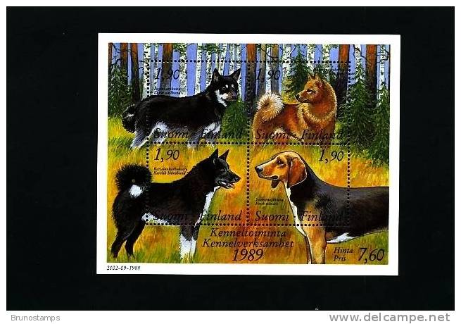 FINLAND - 1989 DOGS  MS MINT NH - Blocs-feuillets