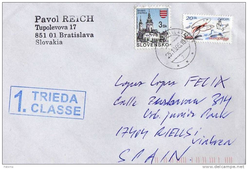 Carta,circulada  De Brastislava  2005 (Eslovaquia) A España - Lettres & Documents