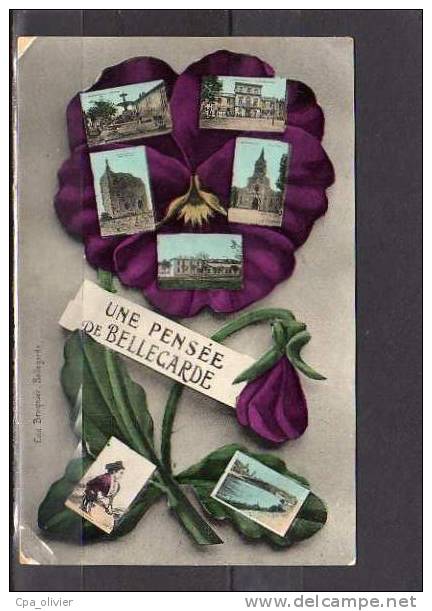 30 BELLEGARDE Fantaisie, Pensée, Multivue, Carte Glacée, Colorisée, Ed Brugnier, 1909 - Bellegarde