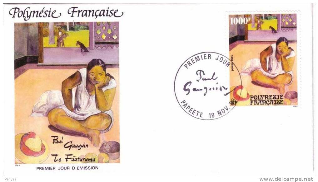 FDC POLYNESIENNE 1000F ¤  PAUL GAUGUIN  "Le Faaturuma" - Impresionismo