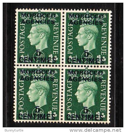 British Offices Abroad Morocco Agencies 1937 KG VI BLk Of 4 Surcharged MLH - Morocco Agencies / Tangier (...-1958)