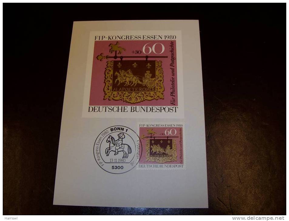 GERMANY 1980 ESSEN  FIP CONGRESS MAXIMUM CARD - 1. Tag - FDC (Ersttagblätter)