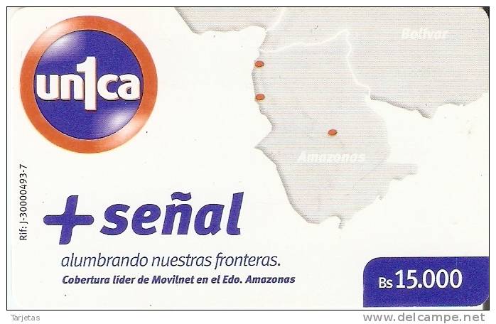 TARJETA DE UNICA DE VENEZUELA  DE MOVILNET + SEÑAL MAPA  ALUMBRANDO NUESTRAS FRONTERAS - Venezuela