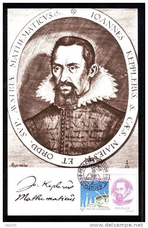 JOHANNES KEPLER - ASTRONOMER & MATHEMATICIAN 1 MAXICARD FDC 1971 ROMANIA. - Astrologie