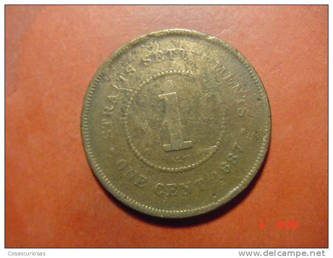 4577 SINGAPORE MALACCA STRAITS SETTLEMENTS  ONE CENT    AÑOS / YEARS  1887   FAIR+ - Singapour