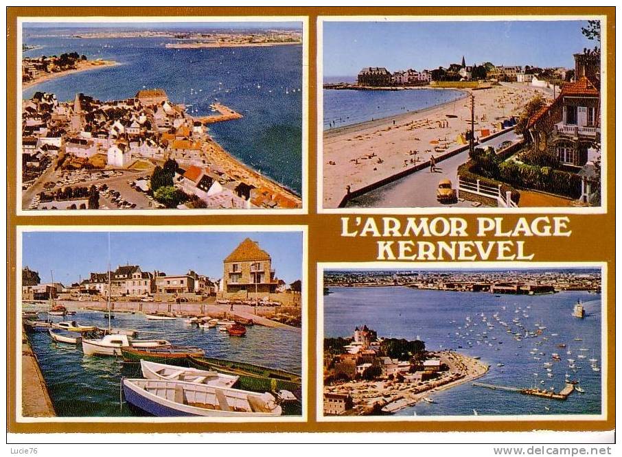 LARMOR  PLAGE -  KERNEVEL  - 4 Vues : Vue Générale, Lorient Plage, Plage De Toulhars, Nouveau Port, Kernevel, Pointe ... - Larmor-Plage