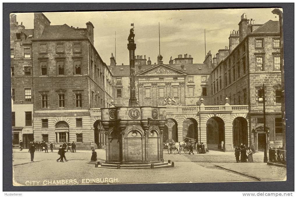 United Kingdom PPC Scotland City Chambers, Edinburgh Used In Denmark AARSLEV 1919 SCARCE Cancel (2 Scan) !! - Midlothian/ Edinburgh