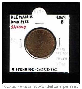 ALEMANIA / GERMANY  5  PFENNIGE  COBRE  SC/UNC  1.869  B  SAXONY  KM#1218  DL-6584 - Other & Unclassified