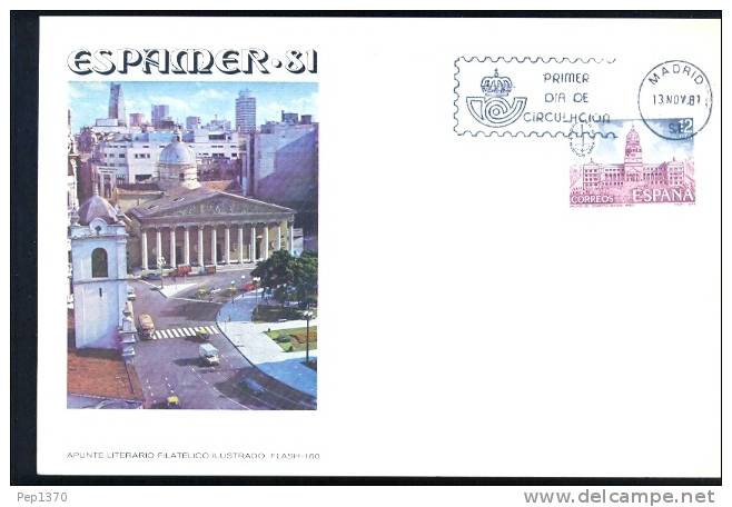 ESPAÑA 1981 CARTE MAXIMUM ESPAMER-81 PALACIO DE CONGRESOS DE BUENOS AIRES - Tarjetas Máxima