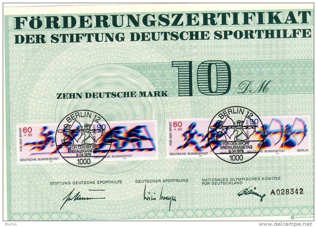 Wettkämpfe Lauf Sportzertifikat 1979 Sporthilfe ** Plus O BRD 1009/0, Berlin 596/7 + Zf. 15 SST 26€ Document Of Germany - Balonmano