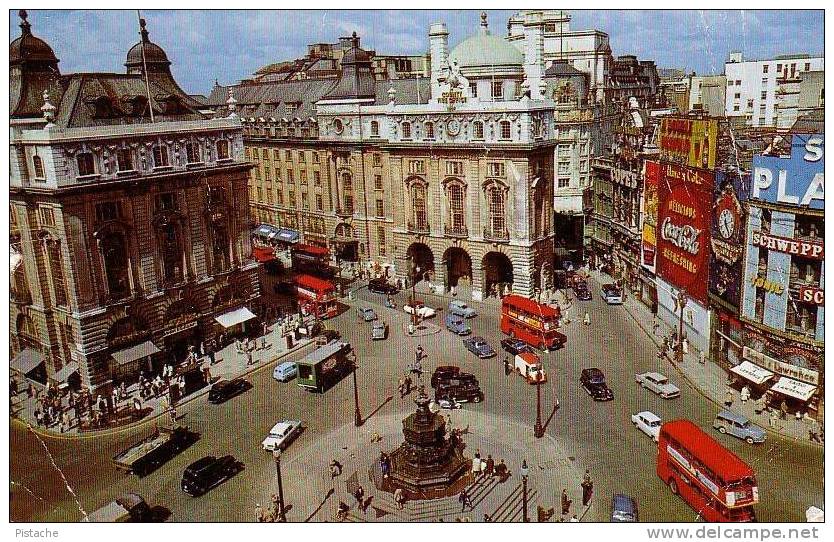 Piccadilly Circus London Londres Cars Bus Voiture - Écrite En 1964 - Piccadilly Circus