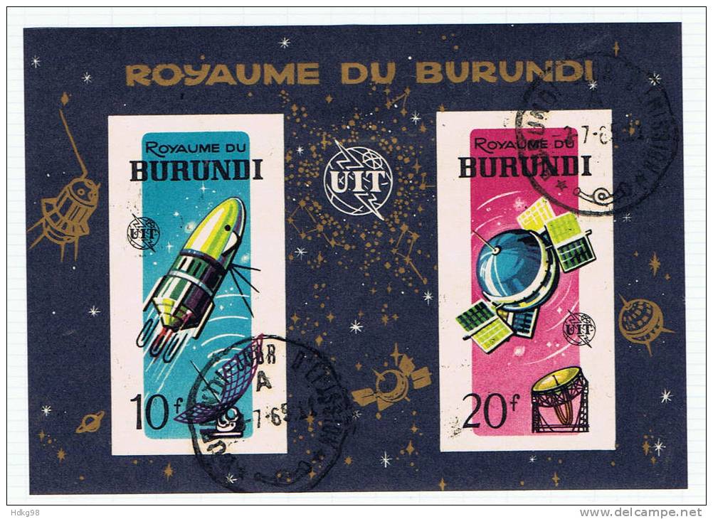 BU Burundi 1965 Mi Bl. 7B Weltraumerfolge - Usati