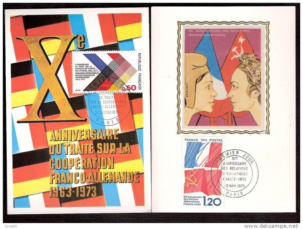 LOT 4 CARTES MAX-  TTB- THEME : COMMUNICATION- FRANCE-ALLEMAGNE- FRANCE-URSS-.- Dates Visibles Aux Scans. - Collections, Lots & Series