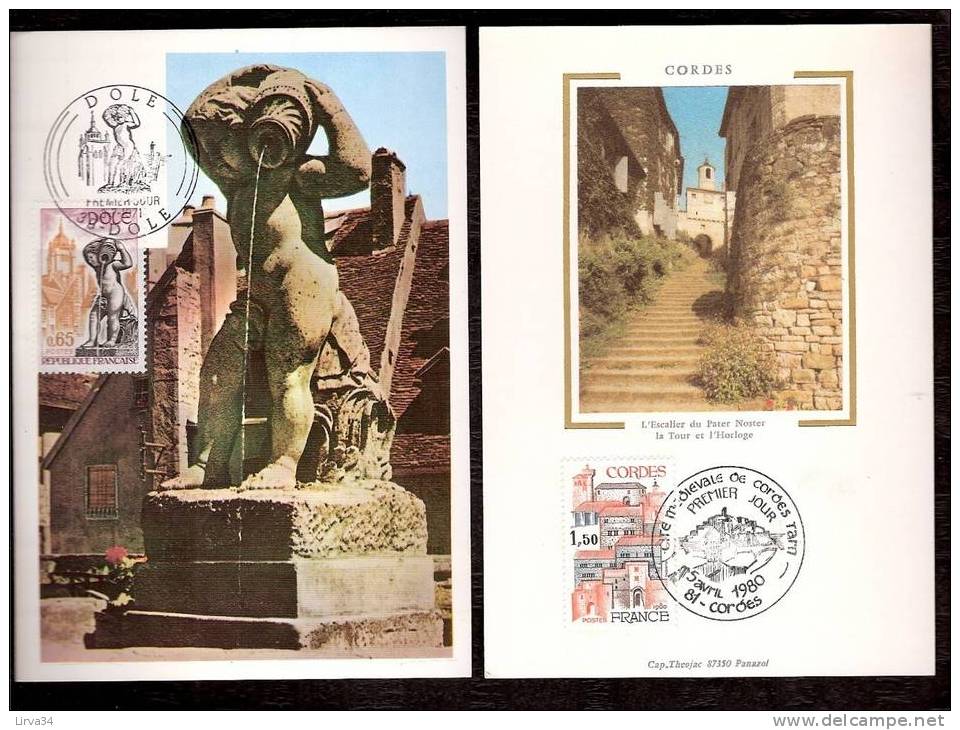 LOT 4 CARTES MAX-  TTB- THEME :CHATEAU -TOUR- FONTAINE .- Dates Visibles Aux Scans. - Collezioni & Lotti