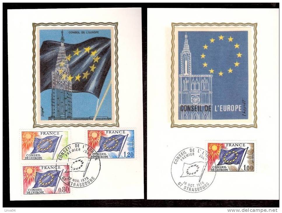 4 CARTES MAXIMUM - TTB- THEME : CONSEIL DE L'EUROPE  - Dates Visibles Aux Scans. - Collections, Lots & Series