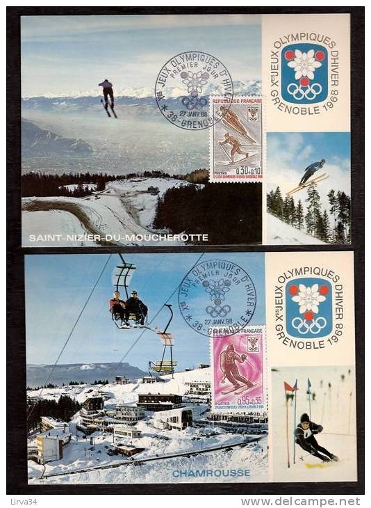 LOT 4 CARTES MAX-  TTB- THEME : J.O D'HIVER- GRENOBLE -SAPORO .- Dates Visibles Aux Scans. - Collections, Lots & Series