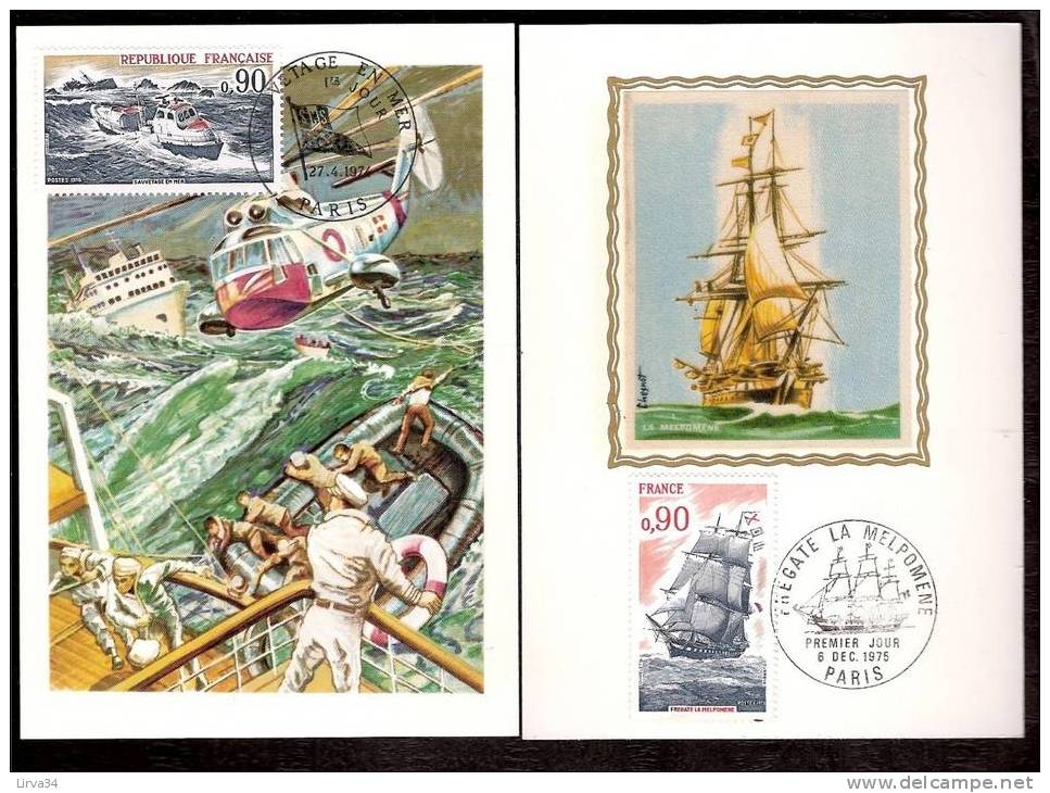 LOT 4 CARTES MAX- TTB- THEME : VOILIER- SOUS-MARIN -MARINE- SAUVETAGE- Dates Visibles Aux Scans. - Collections, Lots & Series