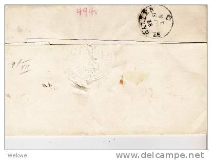 CH001/- SCHWEIZ - Geldbrief 1857 Mit Bahnpost Trogen   RRR - Briefe U. Dokumente
