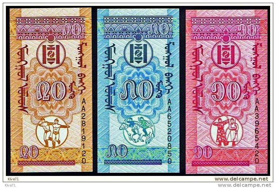 Lot De 3 Billets 10-20-50 Mongo    "MONGOLIE"       UNC  Ro 31 - Mongolië