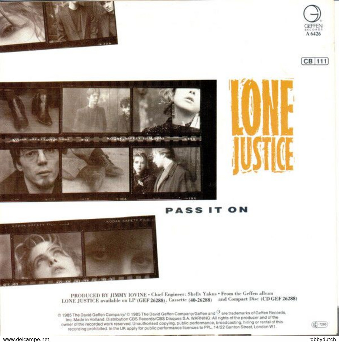 * 7" *  LONE JUSTICE - SWEET SWEET BABY (Holland 1985) - Country & Folk