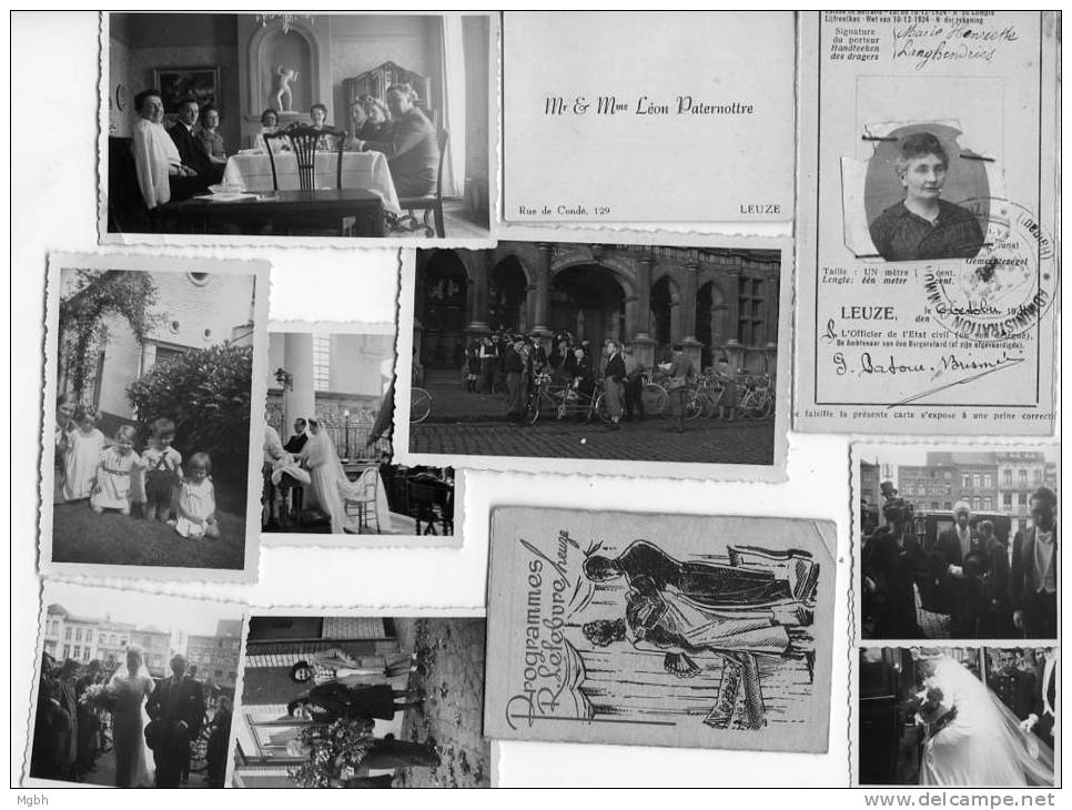 Leuze +- 40 Photos    Provient Famille Paternottre   Dont Carte De Marie Langhendries Calendrier Leuze 1945 - Leuze-en-Hainaut