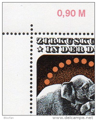 Zirkus 1985 Abart P im Haar der Dompteuse DDR 2983/6 im Kleinbogen I ** 100€ bf ss artistik bloc art sheetlet of Germany