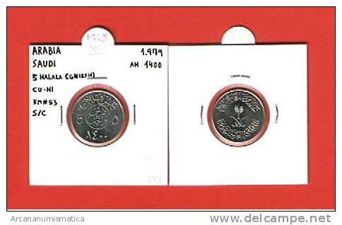 ARABIA SAUDI  5 HALALA (GNIRSH)  CU NI  KM#53  1979  AH 1400  SC/UNC        T-DL-6708 - Arabie Saoudite