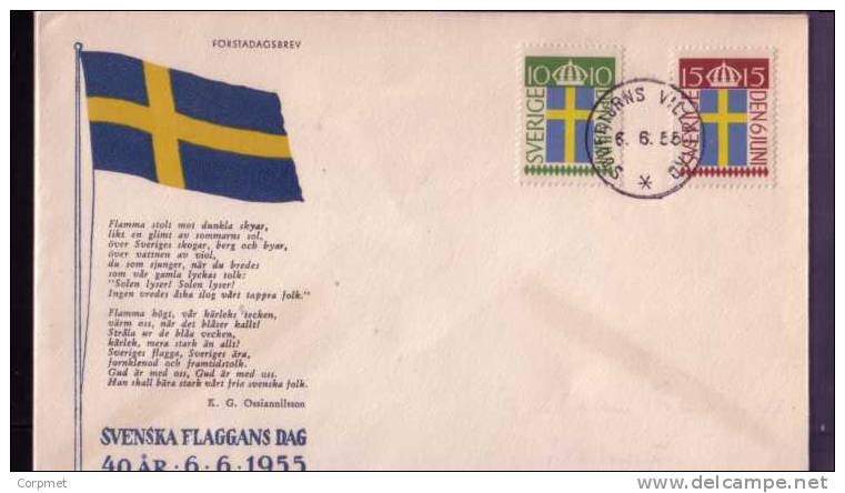 FLAGS - SWEDEN FDC 1955 FLAGS COVER - Covers