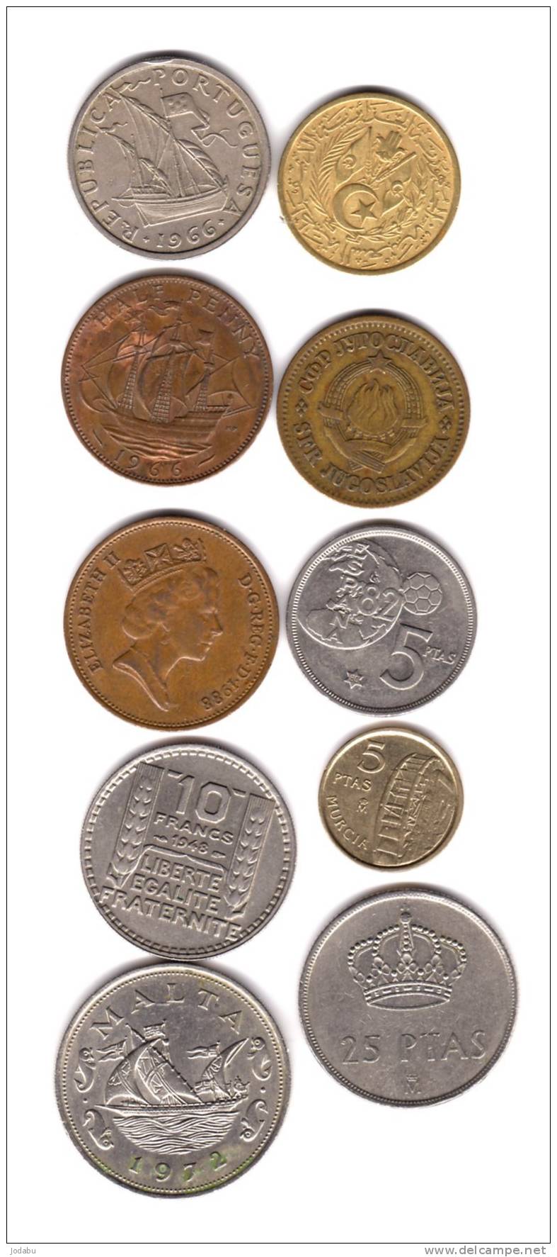 10 Pieces Du Monde  (espagne 3) (malte 1) (angleterre 2) (yougoslavie 1) (france 1) (portugal 1) (algerie 1) - Autres – Europe